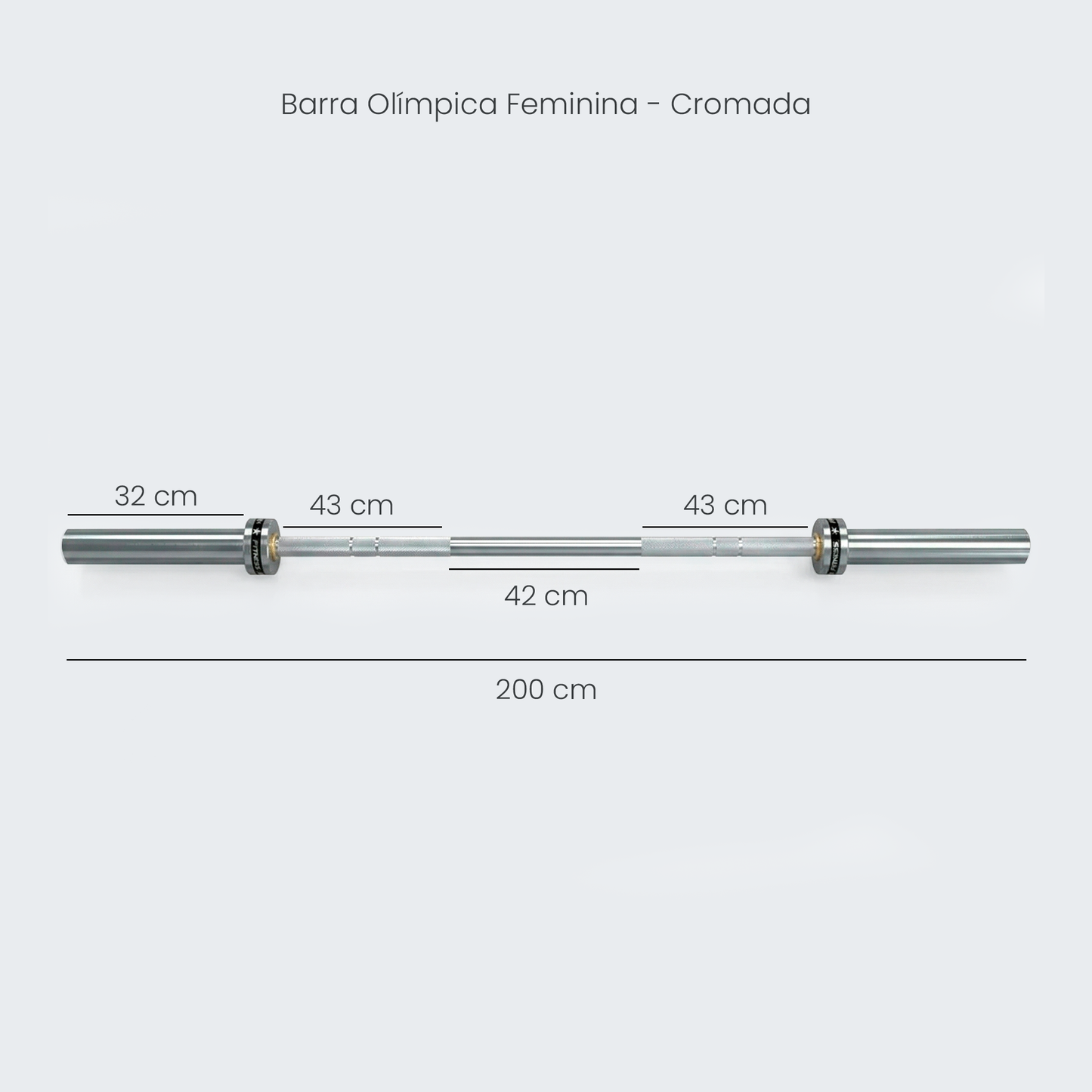 Kit 10 Barras Olímpicas de 1,2m e 2,01m - Cromadas