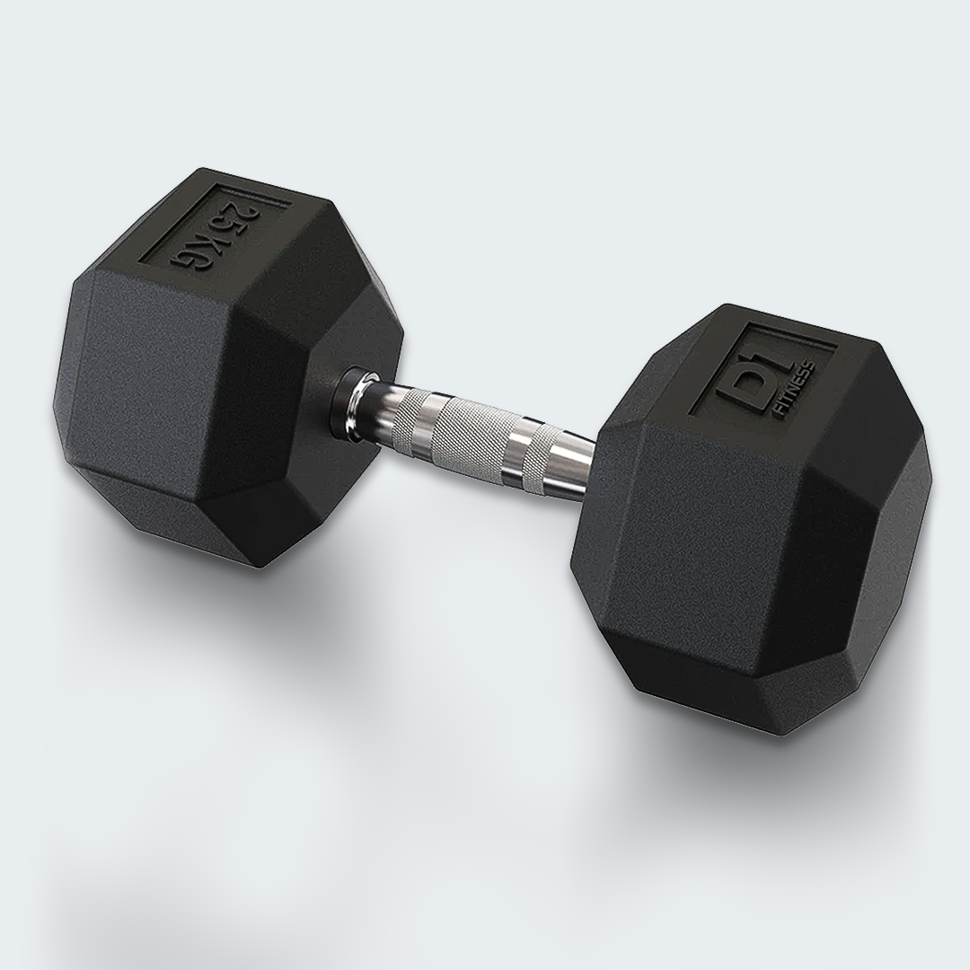 Kit Halteres Sextavado Emborrachado pares 10 a 30kg - D1Fitness
