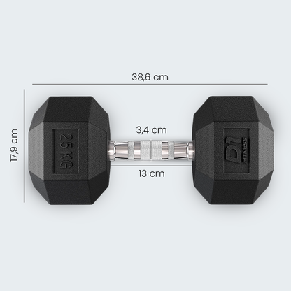 Kit Halteres Sextavado Emborrachado pares 10 a 30kg - D1Fitness