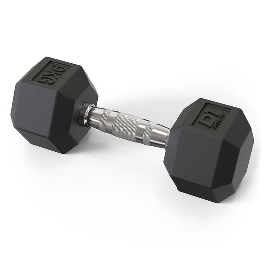 Halter Dumbbell Sextavado Emborrachado Cromado 9 KG - Outlet