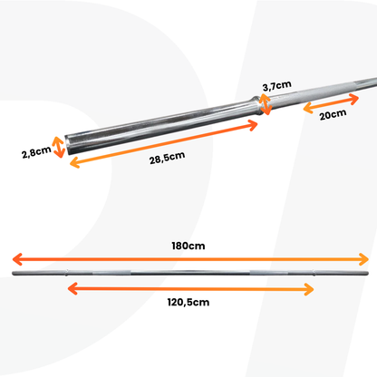 Barra Reta 1,8m com presilha 28mm Lock Press