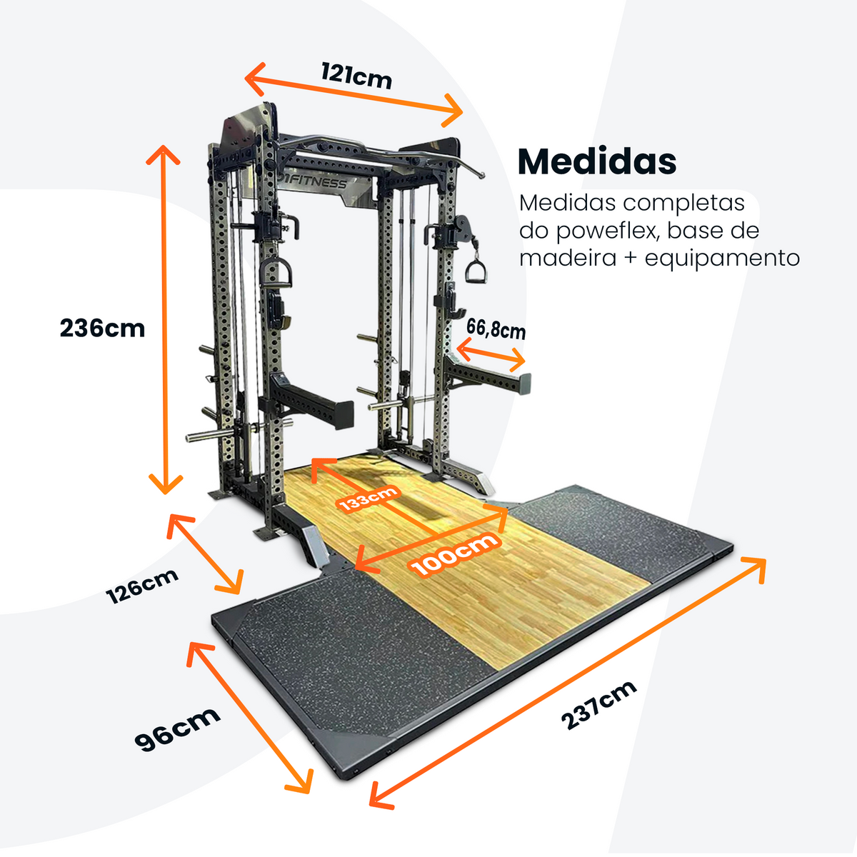 Half Rack PowerFlex com Roldanas e Plataforma | Academia | D1Fitness