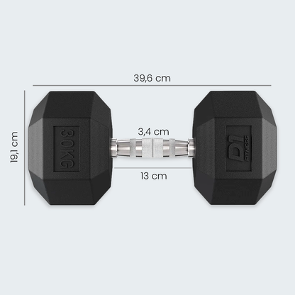 Kit Halteres Sextavado Emborrachado pares 10 a 30kg - D1Fitness
