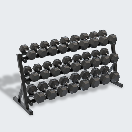 Kit Suporte Expositor Longo + Halteres (1 a 30kg)