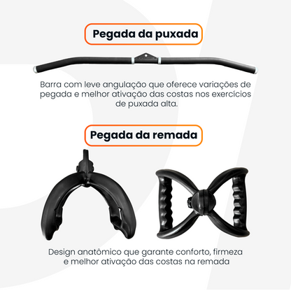 Combo Training 2: Leg Press + Puxada e Remada + Brinde (1 kit de puxadores anatômicos)