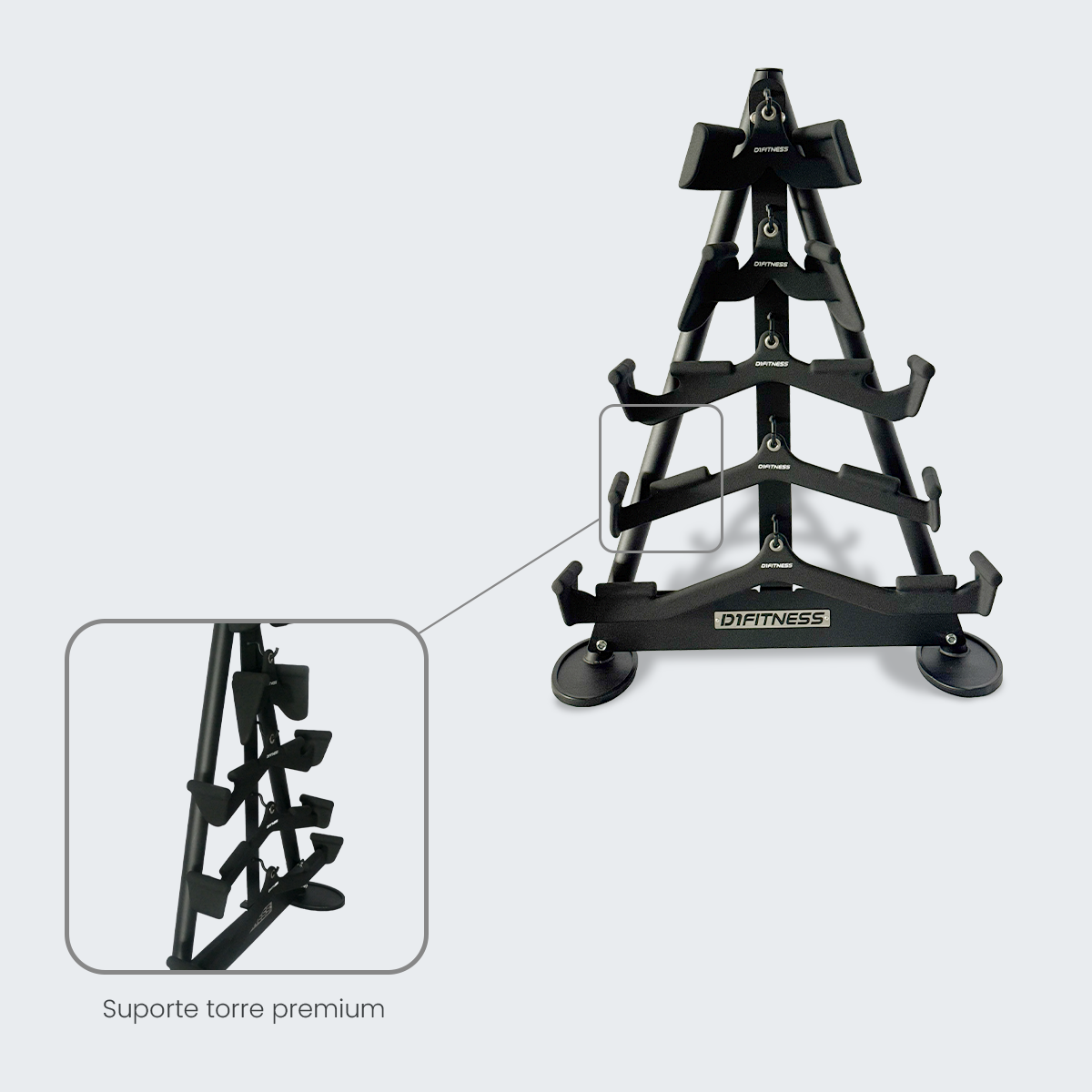 4268 - Kit Puxadores Anatômicos Multipegada + Suporte Torre Premium