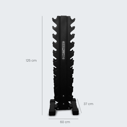 4426 - Kit Halteres Sextavado pares 1 a 10 kg com Suporte Torre
