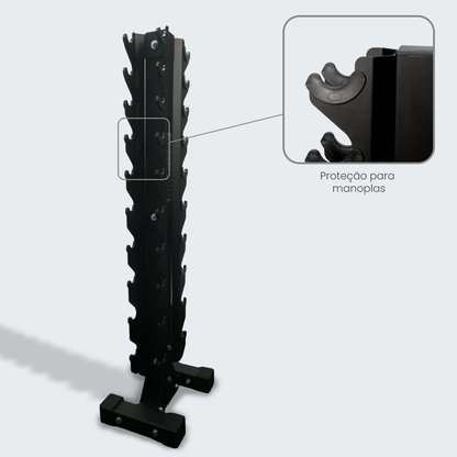 4426 - Kit Halteres Sextavado pares 1 a 10 kg com Suporte Torre