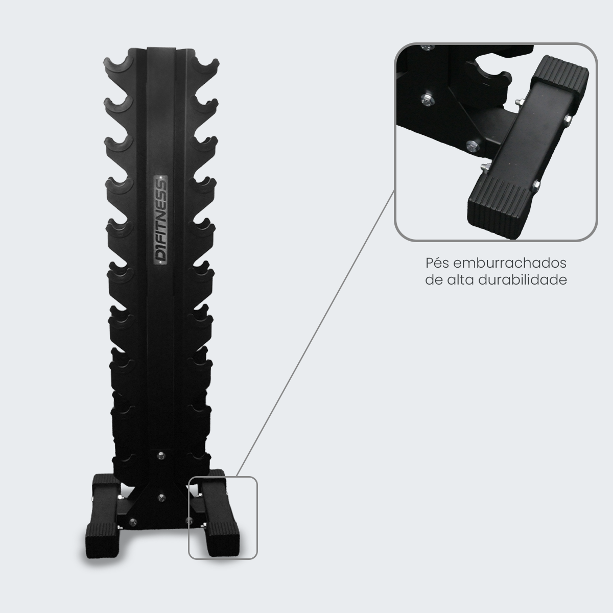 4426 - Kit Halteres Sextavado pares 1 a 10 kg com Suporte Torre