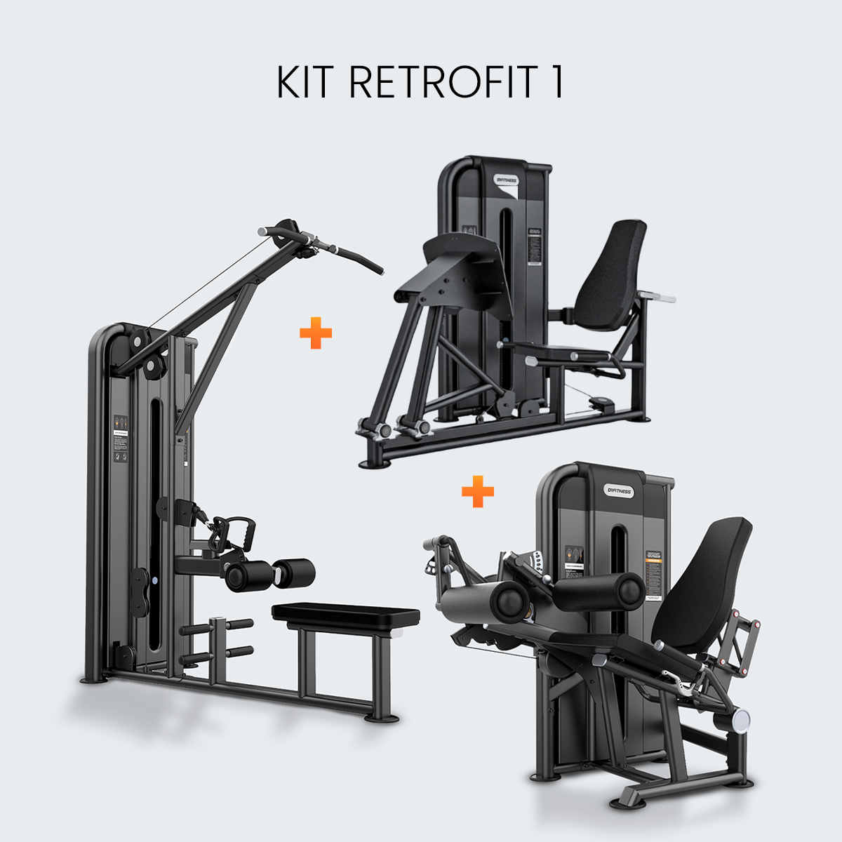 Kit Retrofit 1 — Puxada e remada baixa + flexor extensor + leg press horizontal