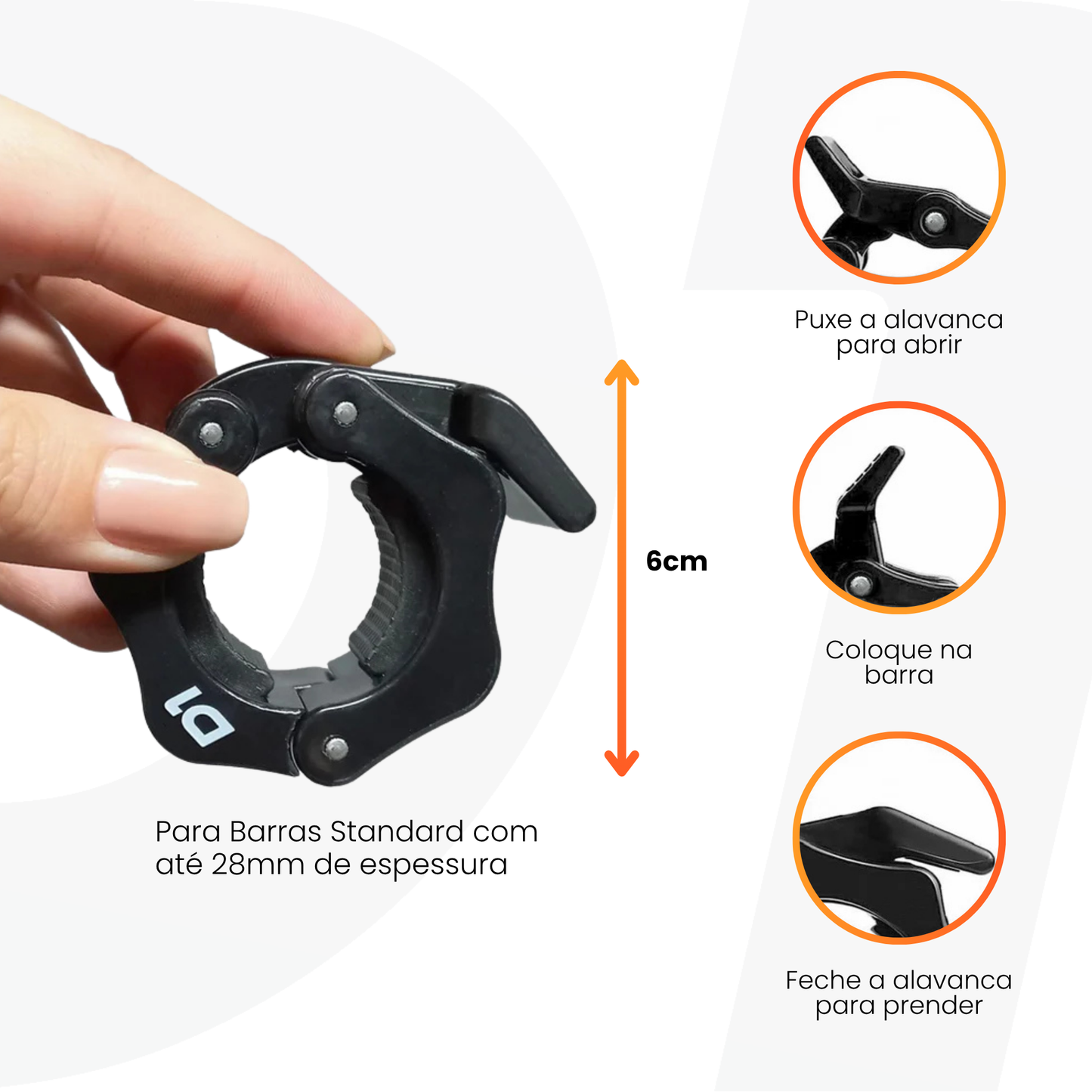 Barra Reta 1,8m com presilha 28mm Lock Press