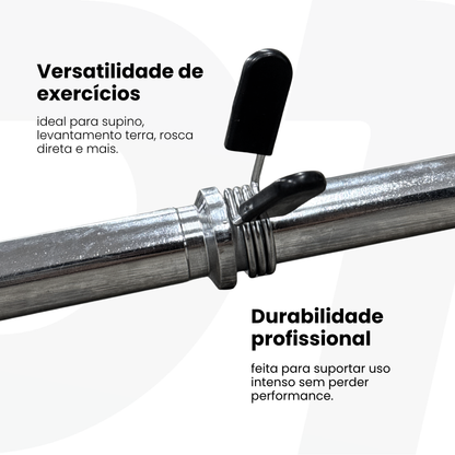 Barra Reta Maciça Cromada 1,80m para Musculação