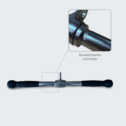 Puxador Pulley Tríceps Barra Reta Cromada Giratória Emborrachada - D1Fitness