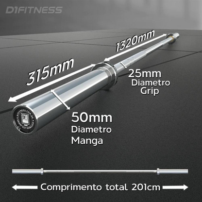 Kit 10 Barras Olímpicas de 1,2m e 2,01m - Cromadas