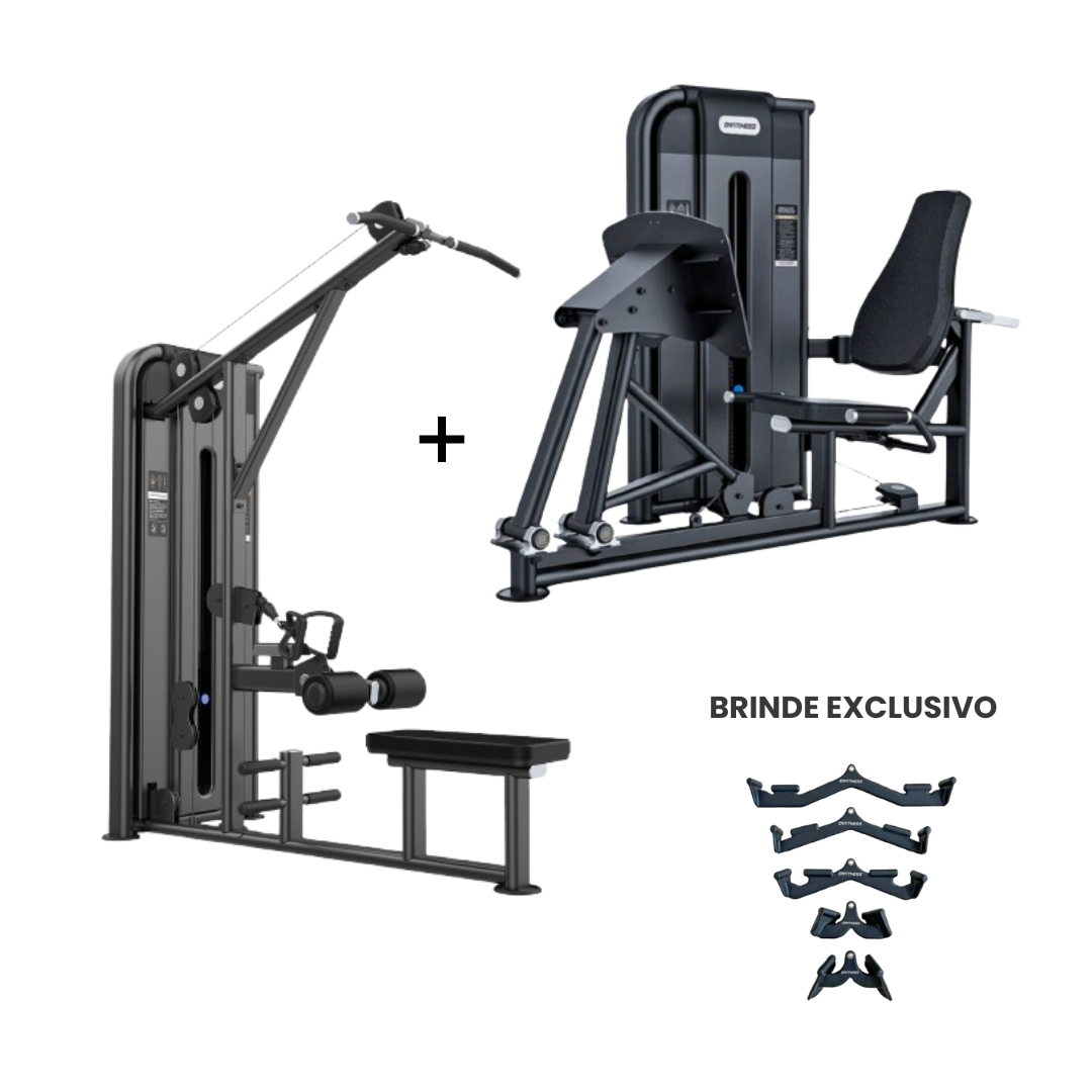 Combo Training 2: Leg Press + Puxada e Remada + Brinde (1 kit de puxadores anatômicos)