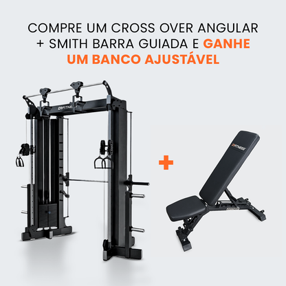 Cross Over Angular + Smith Barra Guiada com Banco Regulável Ajustável