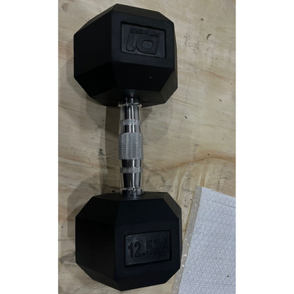 Halter Dumbbell Sextavado Emborrachado Cromado 17,5kg (OUTLET)