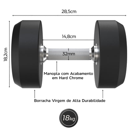 Kit Dumbbell Rubber Elite 12 a 20kg + Suporte - D1Fitness