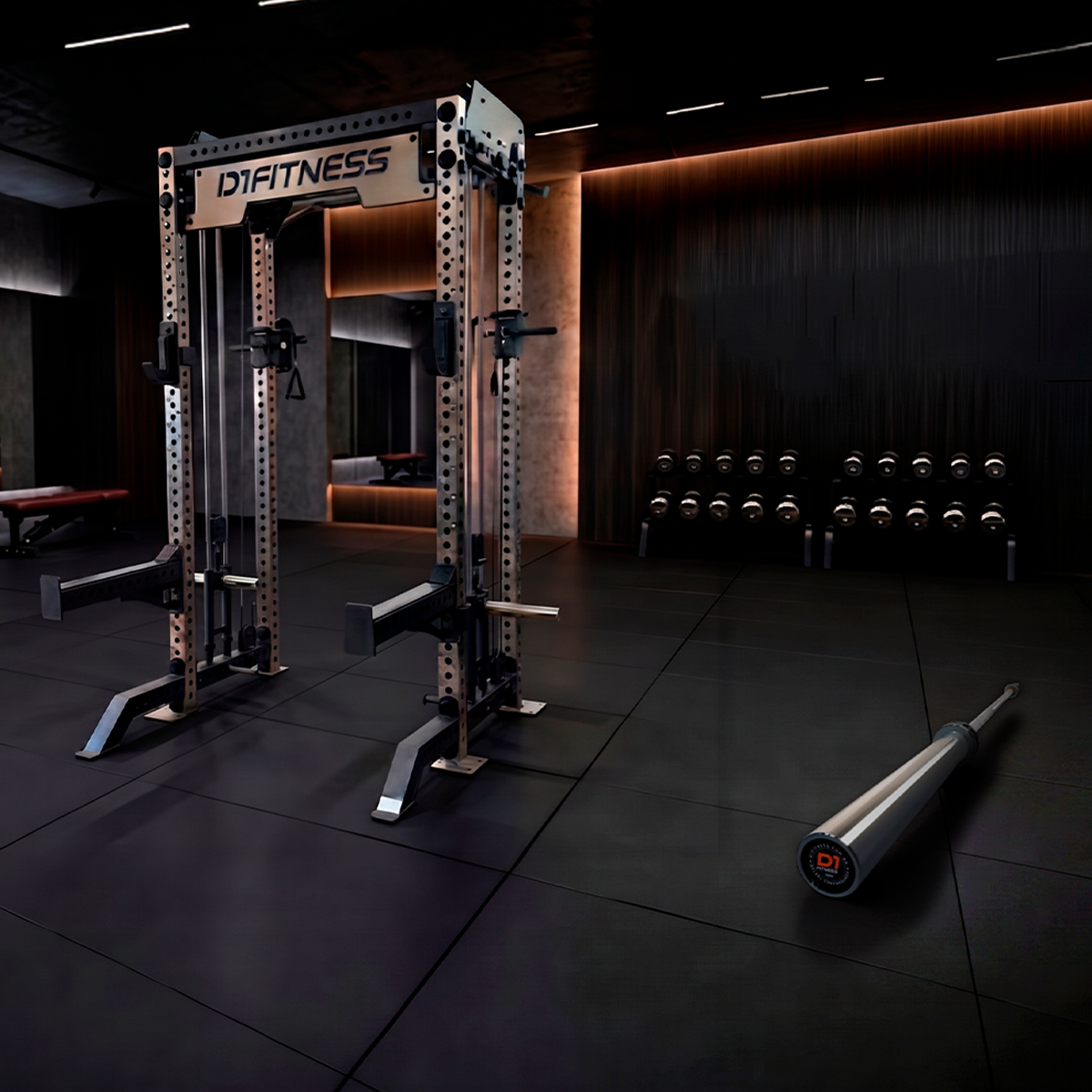 Half Rack PowerFlex com Roldanas com Barra Olímpica Masculina Cromada