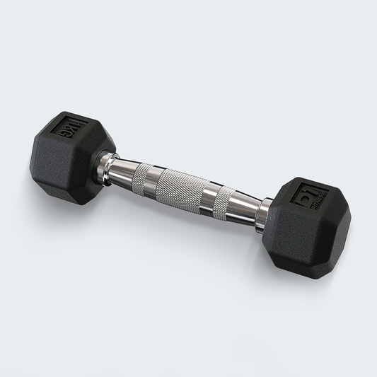 Halter Dumbbell Sextavado Emborrachado Cromado1