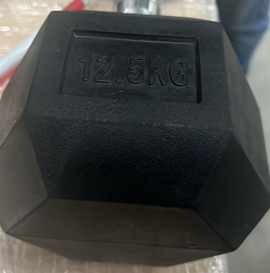 Halter Dumbbell Sextavado Emborrachado Cromado 17,5kg (OUTLET)