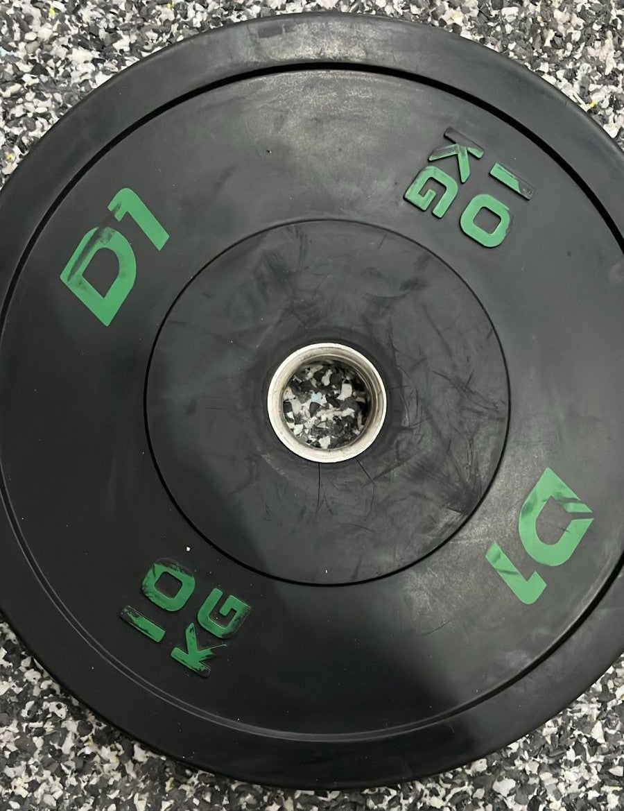 Anilha Olímpica Bumper Preta Cross Training 10kg (logo verde) (OUTLET)