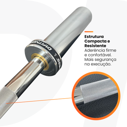 Barra Olímpica Reta Para Musculação 1,2m - Cromada