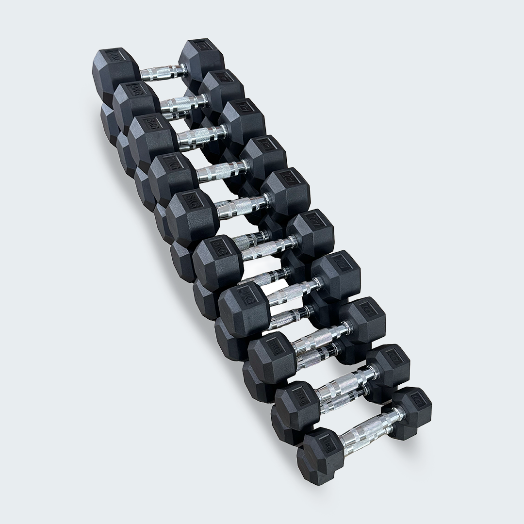 Kit Halteres Sextavado - Pares 1 a 10kg Com Suporte Torre - D1Fitness