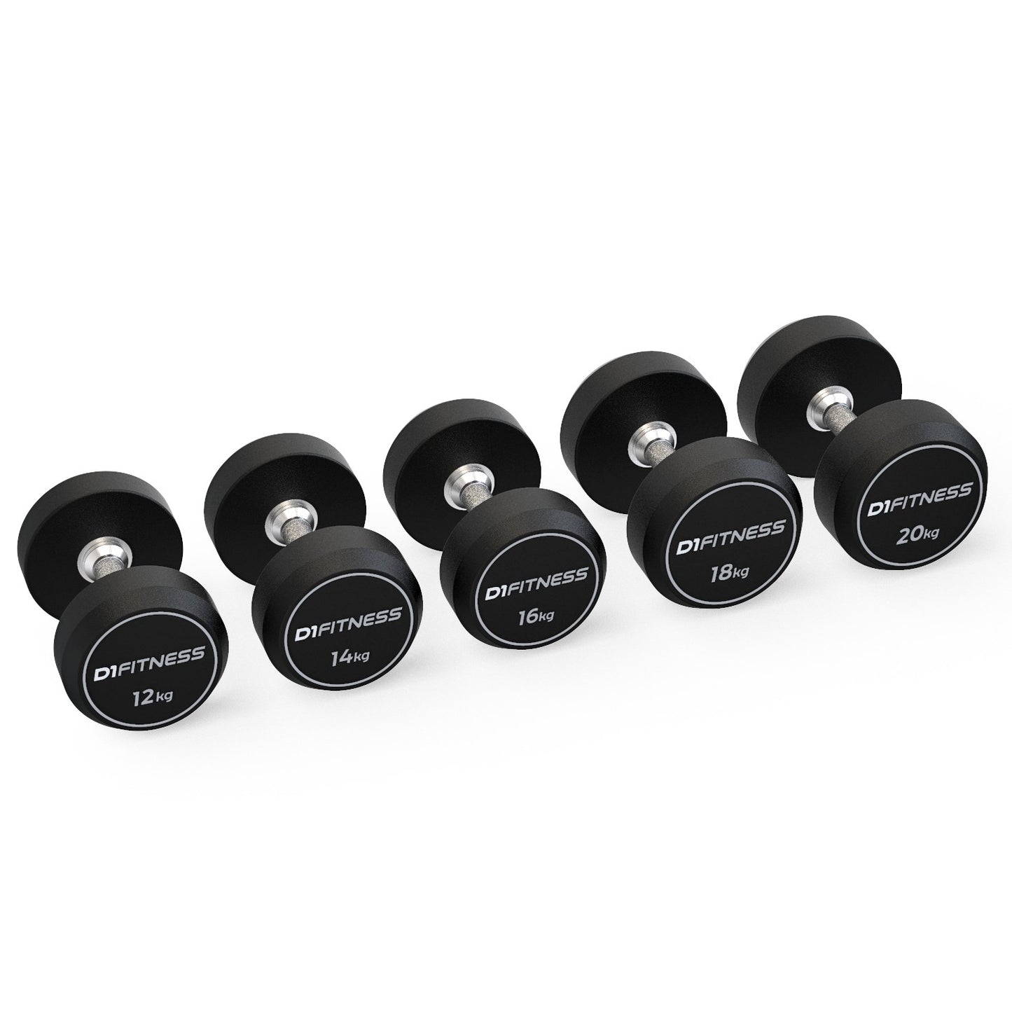Kit Dumbbell Rubber Elite 12 a 20kg + Suporte - D1Fitness