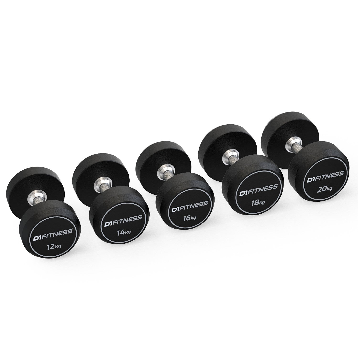 Kit Dumbbell Rubber Elite 12 a 20kg + Suporte - D1Fitness