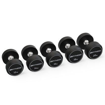Kit Dumbbell Rubber Elite 12 a 20kg + Suporte - D1Fitness