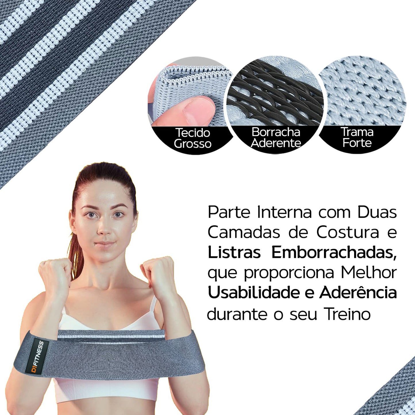 Kit Hip Mini Band Tecido Faixa Elástica