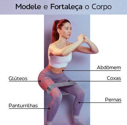 Kit Hip Mini Band Tecido Faixa Elástica