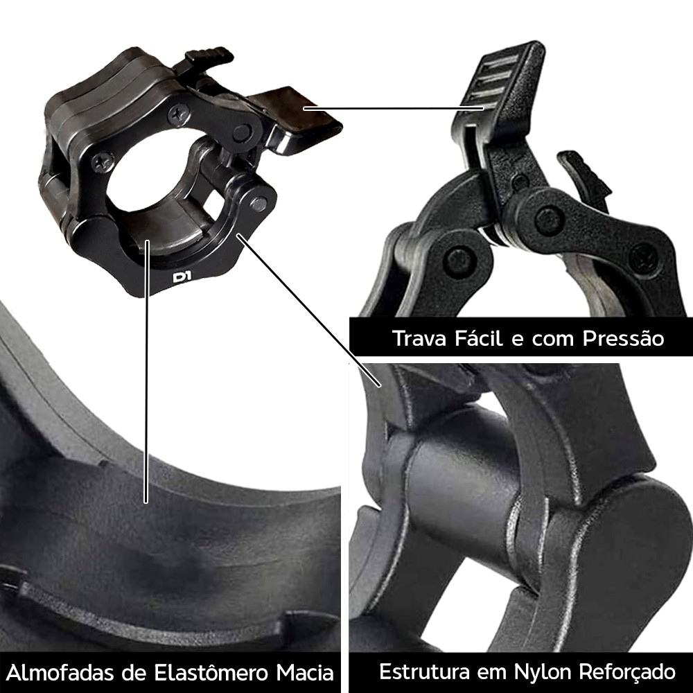 Kit Suporte de Barra Olímpica + Par de Presilhas - D1Fitness