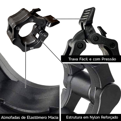 Kit Suporte de Barra Olímpica + Par de Presilhas - D1Fitness
