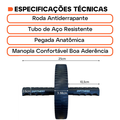 Roda de Exercício Abdominal Profissional Preta
