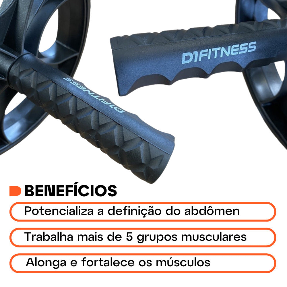 Roda de Exercício Abdominal Profissional Preta – D1Fitness