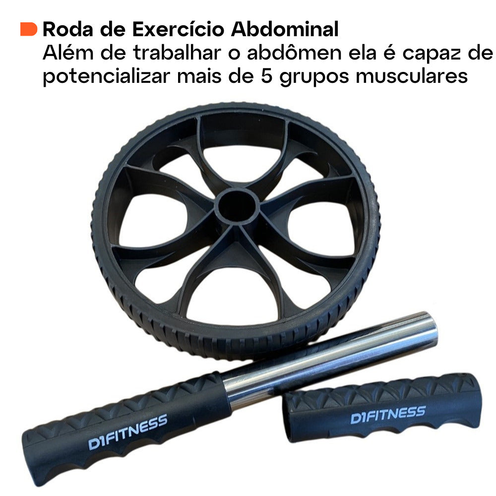 Roda de Exercício Abdominal Profissional Preta – D1Fitness