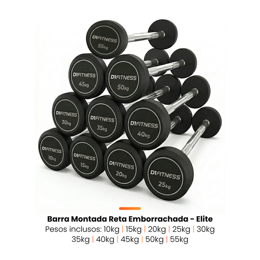 Kit 10 Barra Montada Reta Emborrachada - Elite