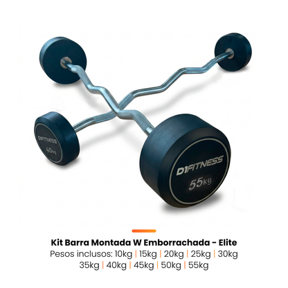 Kit Barra Montada W Emborrachada - Elite - D1Fitness