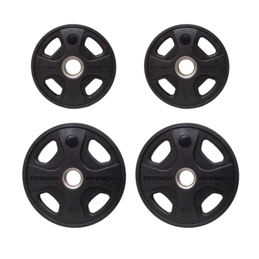 Kit 4 Anilhas Elite Emborrachada 4 Grips 30kg