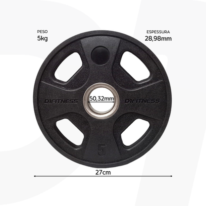 Kit 4 Anilhas Elite Emborrachada 4 Grips 30kg