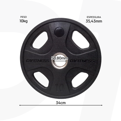 Kit 4 Anilhas Elite Emborrachada 4 Grips 30kg
