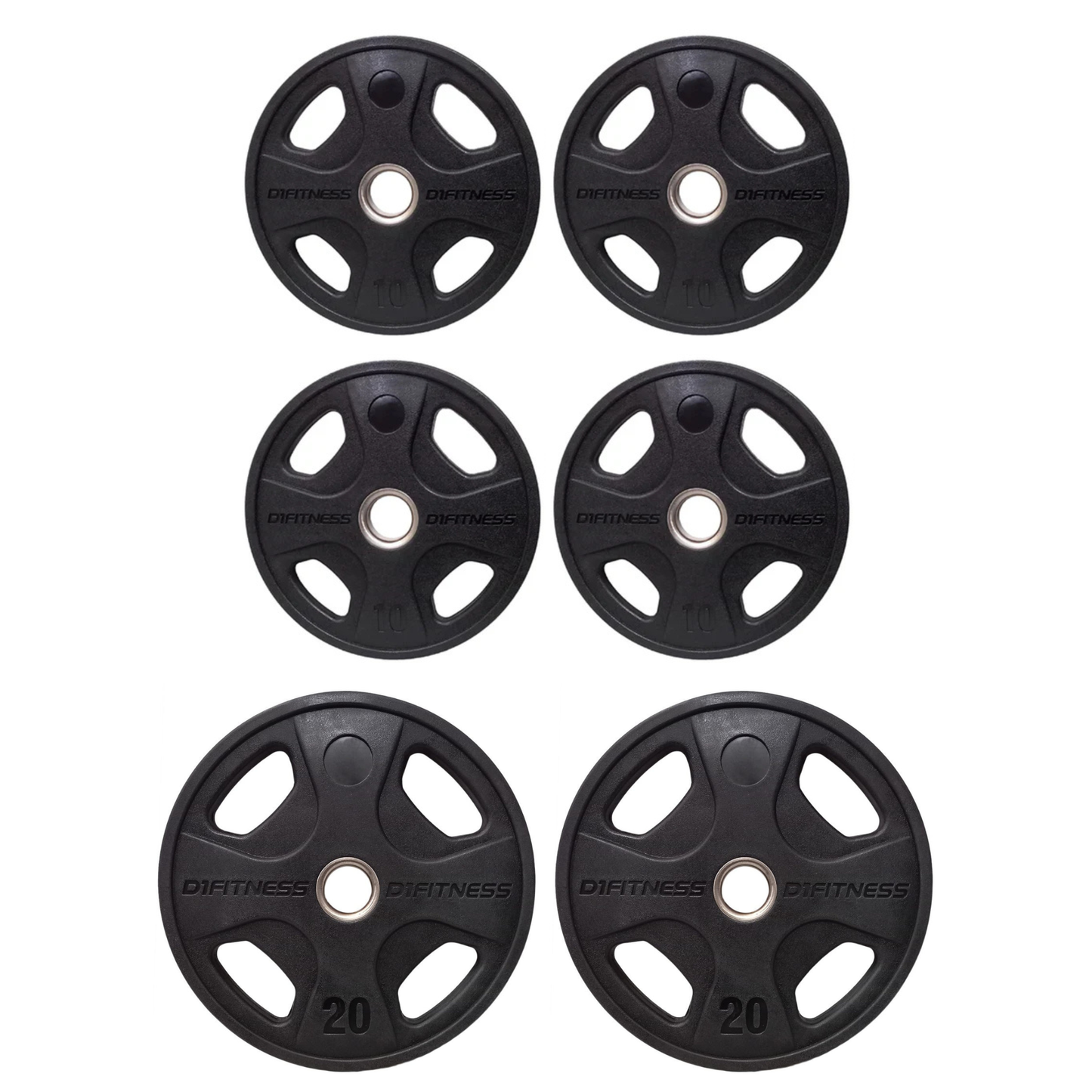 Kit 6 Anilhas Elite Emborrachada 4 Grips 80kg