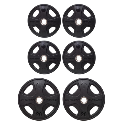 Kit 6 Anilhas Elite Emborrachada 4 Grips 80kg