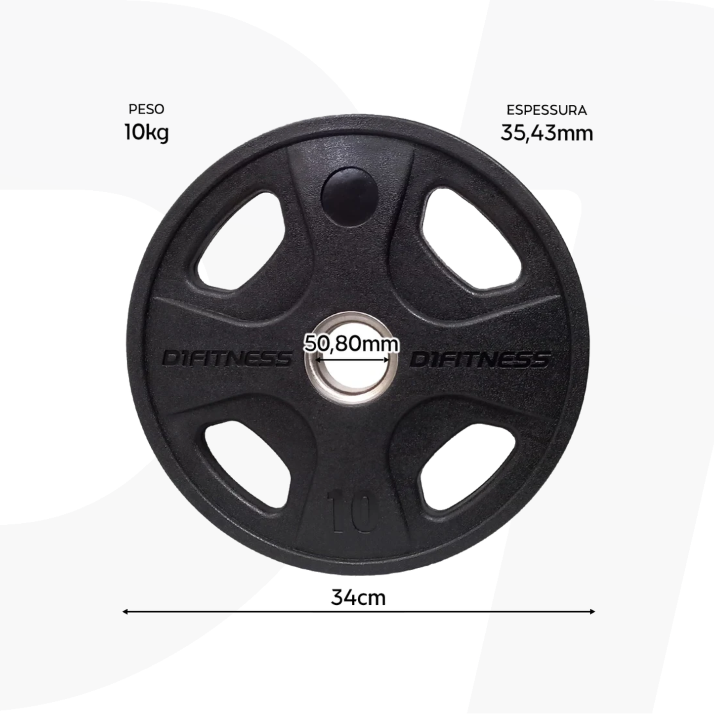Kit 6 Anilhas Elite Emborrachada 4 Grips 80kg