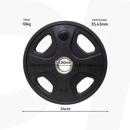 Kit 6 Anilhas Elite Emborrachada 4 Grips 80kg