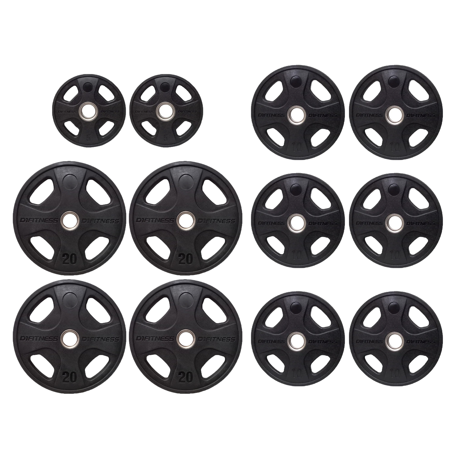 Kit 12 Anilhas Elite Emborrachada 4 Grips 150kg