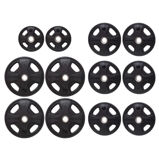 Kit 12 Anilhas Elite Emborrachada 4 Grips 150kg