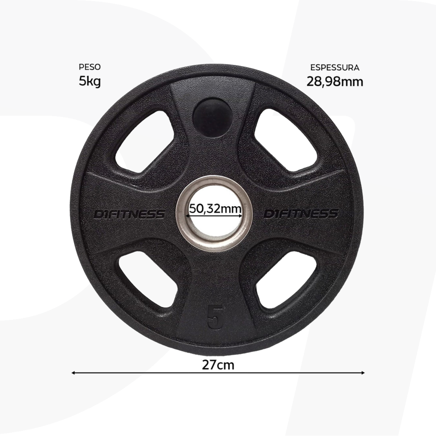 Kit 12 Anilhas Elite Emborrachada 4 Grips 150kg